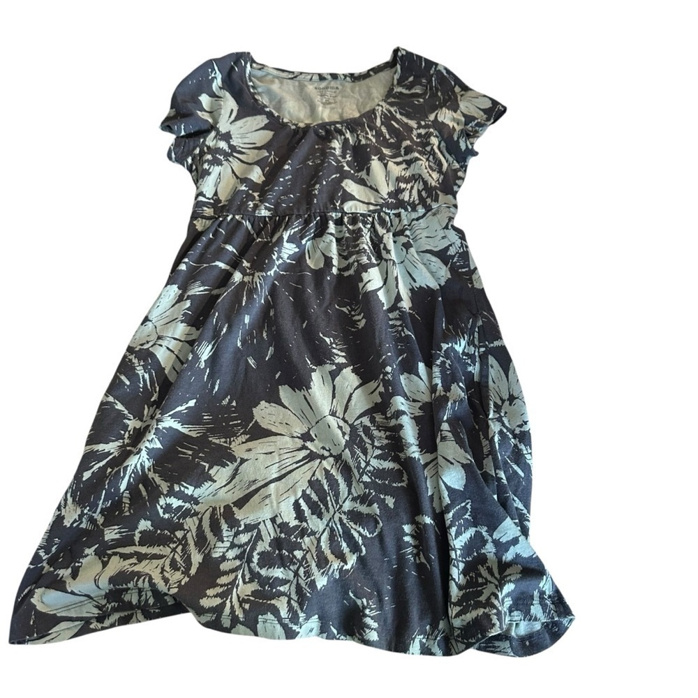 Sonoma Black and White Floral Casual Dress